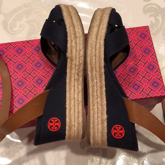 Tory Burch Blue Karissa Leather Espadrille Wedge - Picture 4 of 4